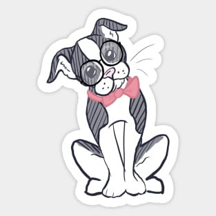 Boston Terrier with Glasses & Bowtie Sticker